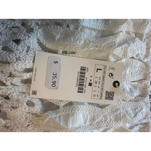 Women Zara White Crop Top Size L - Picture 2 of 3